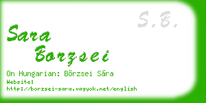 sara borzsei business card